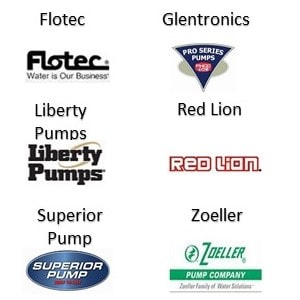 Pictured are the most popular vertical float switch sump pump brands.